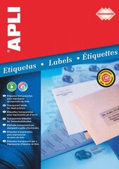 Этикетки для принтера Apli, прозрачные, 10 листов, 210 x 297 мм цена и информация | Kanceliarinės prekės | pigu.lt