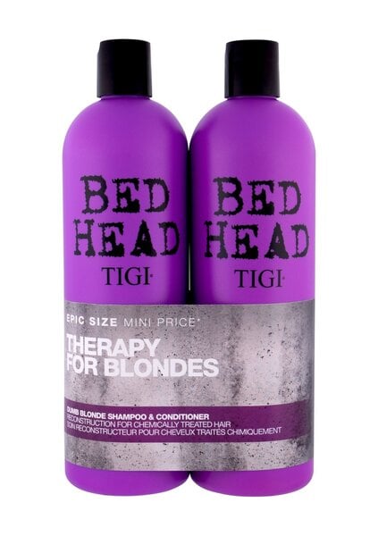 Šviesintų plaukų priežiūros rinkinys Tigi Bed Head Dumb Blonde: šampūnas  750 ml + balzamas 750 ml kaina | pigu.lt