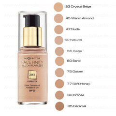 Max Factor Facefinity All Day Flawless 3in1 Foundation тональный крем 30 ml, 33 Crystal Beige цена и информация | Пудры, базы под макияж | pigu.lt