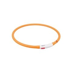 Светодиодный ошейник Trixie USB, силикон, XS-XL 70см/10мм, оранжевый цена и информация | Ошейники, подтяжки для собак | pigu.lt