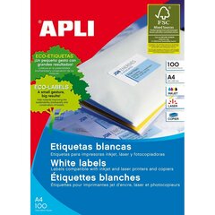 Этикетки для принтера Apli 2418, 100 листов, 99,1 x 34 мм, A4 цена и информация | Kanceliarinės prekės | pigu.lt