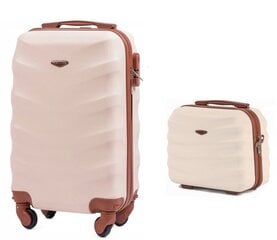 Маленький белый чемодан Wings BS402S + дорожная косметичка цена и информация | Чемоданы, дорожные сумки | pigu.lt