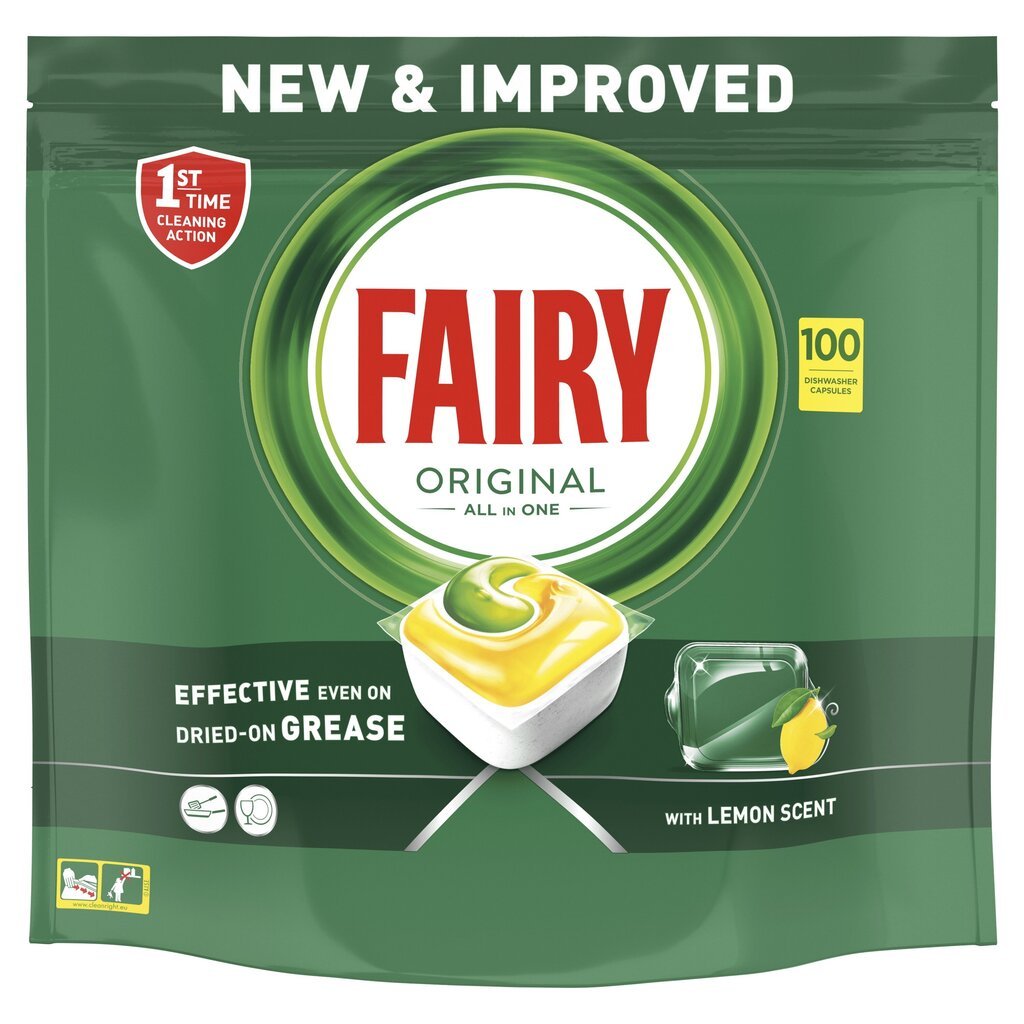 Fairy Original All In One Lemon indaplovių tabletės, 100 vnt. цена и информация | Indų plovimo priemonės | pigu.lt