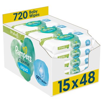 Drėgnos servetėlės Pampers Harmonie Aqua, 15 x 48 vnt. kaina ir informacija | Drėgnos servetėlės, paklotai | pigu.lt