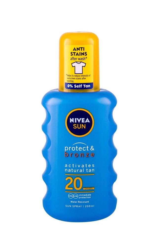 Purškiamas įdegio losjonas Nivea Sun SPF20 200 ml kaina ir informacija | Kremai nuo saulės | pigu.lt