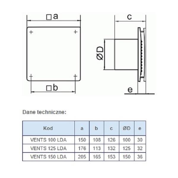 VENTILATORIAI 125 LDA TH vonios kambario ventiliatorius kaina ir informacija | Ventiliatoriai | pigu.lt