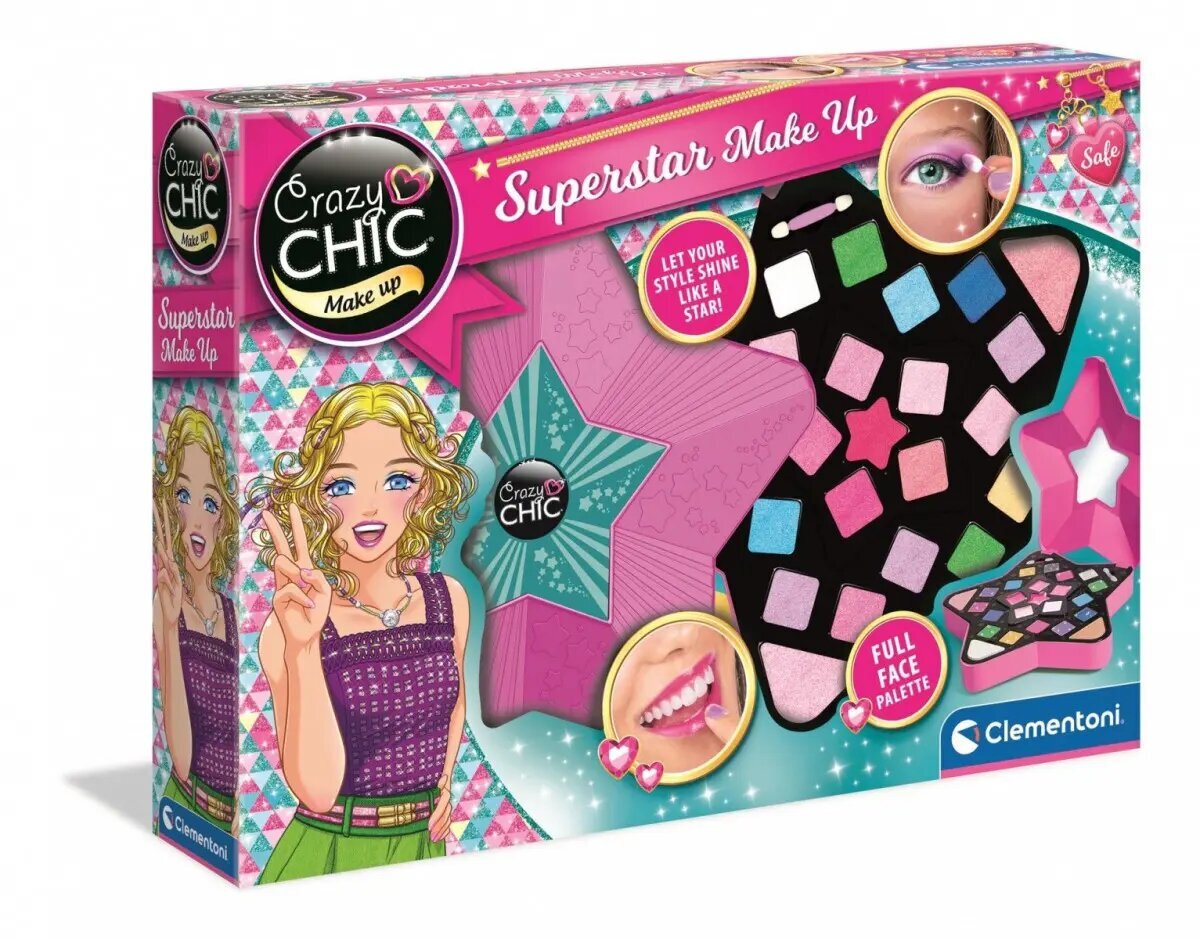 Makiažo rinkinys vaikams Clementoni Crazy Chic Superstar Make Up, 1 vnt. цена и информация | Kosmetika vaikams ir mamoms | pigu.lt