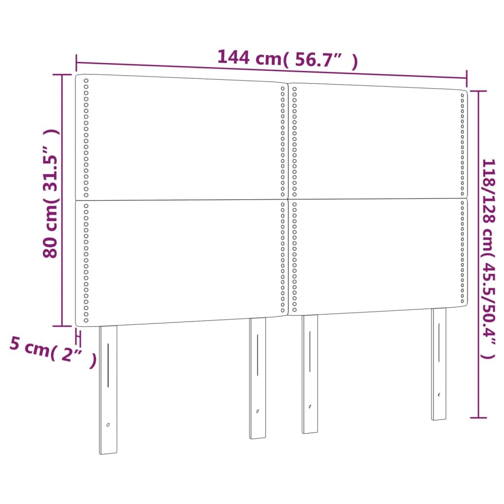 Galvūgaliai, 4vnt., šviesiai pilki, 72x5x78/88cm, aksomas kaina ir informacija | Lovos | pigu.lt