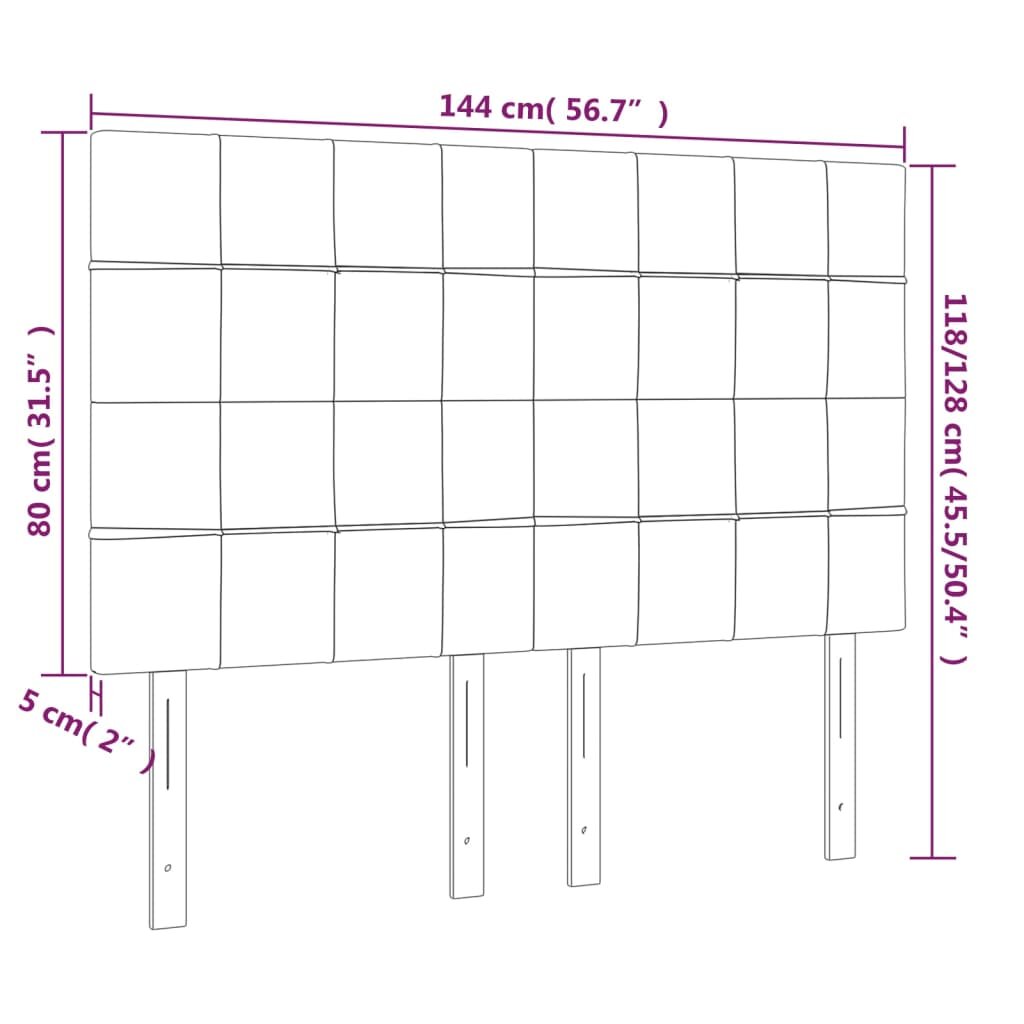 Galvūgaliai, 4vnt., šviesiai pilki, 72x5x78/88cm, aksomas kaina ir informacija | Lovos | pigu.lt