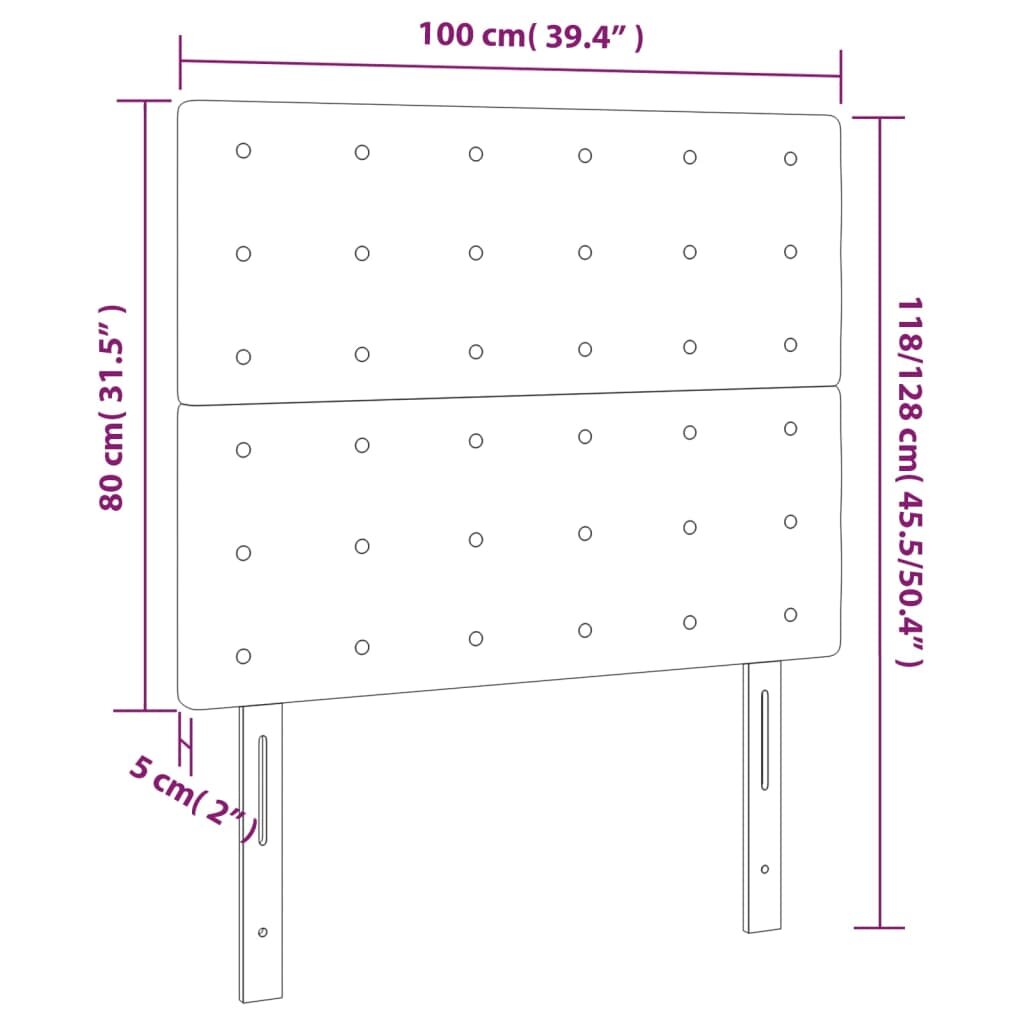 Galvūgalis, 2vnt., juodos spalvos, 100x5x78/88cm, aksomas kaina ir informacija | Lovos | pigu.lt