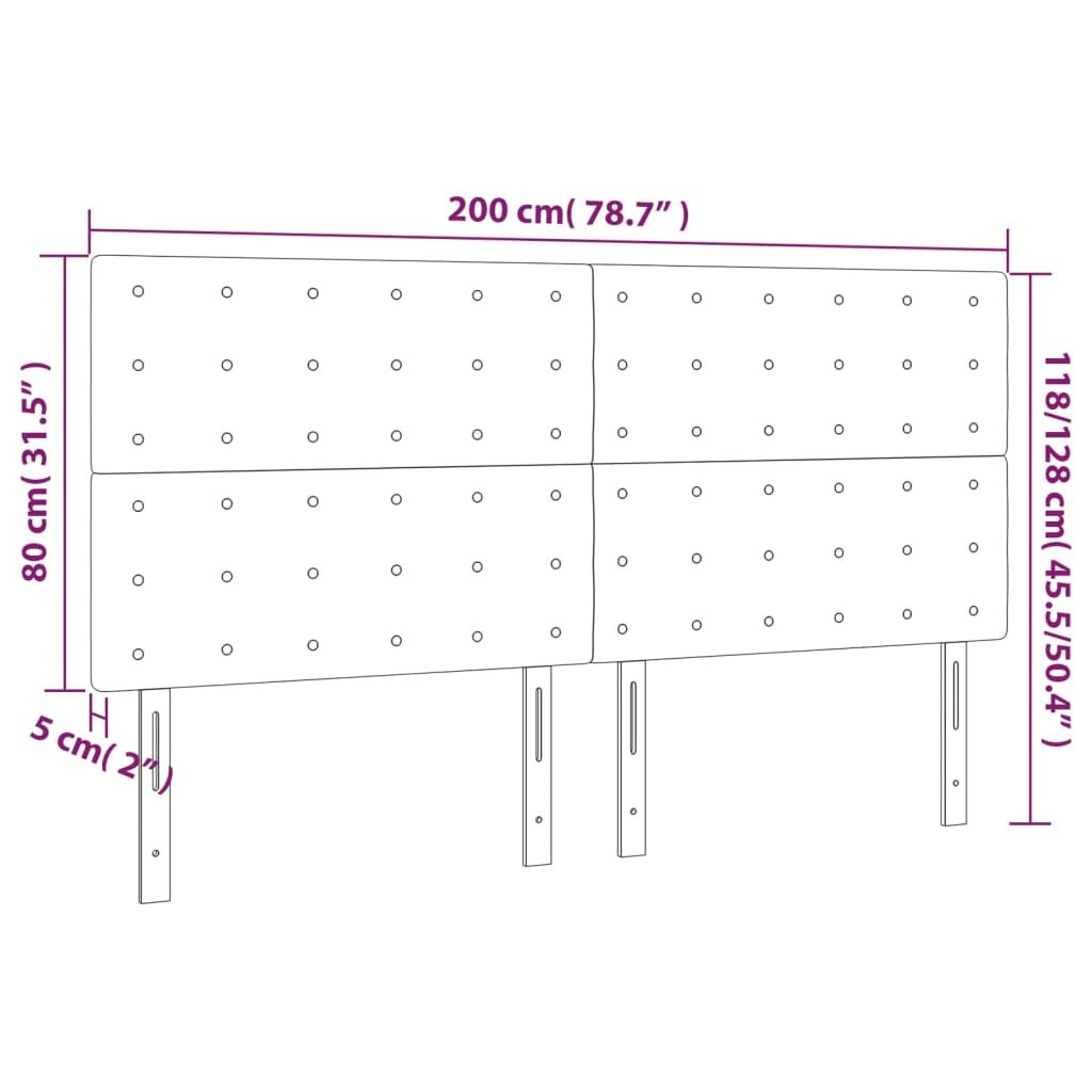 Galvūgalis, 4vnt., juodos spalvos, 100x5x78/88cm, aksomas kaina ir informacija | Lovos | pigu.lt