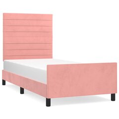 Каркас кровати с изголовьем, розовый, 80х200 см, бархат цена и информация | Кровати | pigu.lt