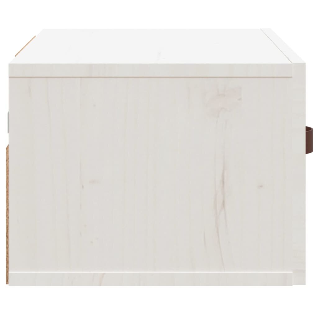 Prie sienos montuojama naktinė spintelė, Pušies medienos masyvas, 40x29,5x22cm, balta цена и информация | Spintelės prie lovos | pigu.lt