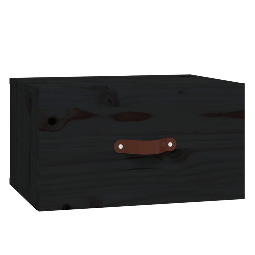 Sieninės naktinės spintelės, Pušies medienos masyvas, 2vnt., 40x29,5x22cm, juoda цена и информация | Spintelės prie lovos | pigu.lt