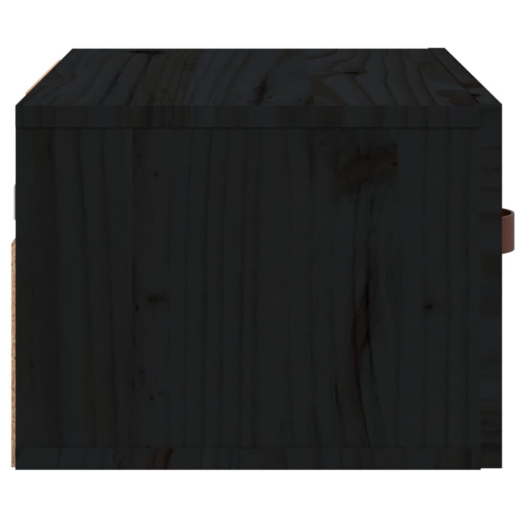 Sieninės naktinės spintelės, Pušies medienos masyvas, 2vnt., 40x29,5x22cm, juoda kaina ir informacija | Spintelės prie lovos | pigu.lt