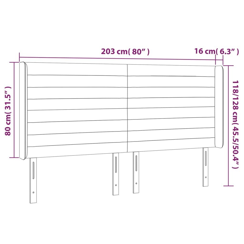 Galvūgalis su auselėmis, rožinis, 203x16x118/128cm, aksomas kaina ir informacija | Lovos | pigu.lt