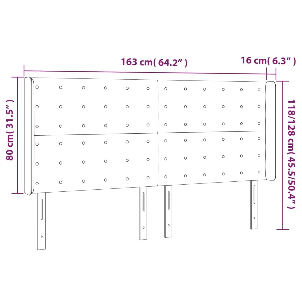 Galvūgalis su auselėmis, juodos, 163x16x118/128cm, aksomas kaina ir informacija | Lovos | pigu.lt