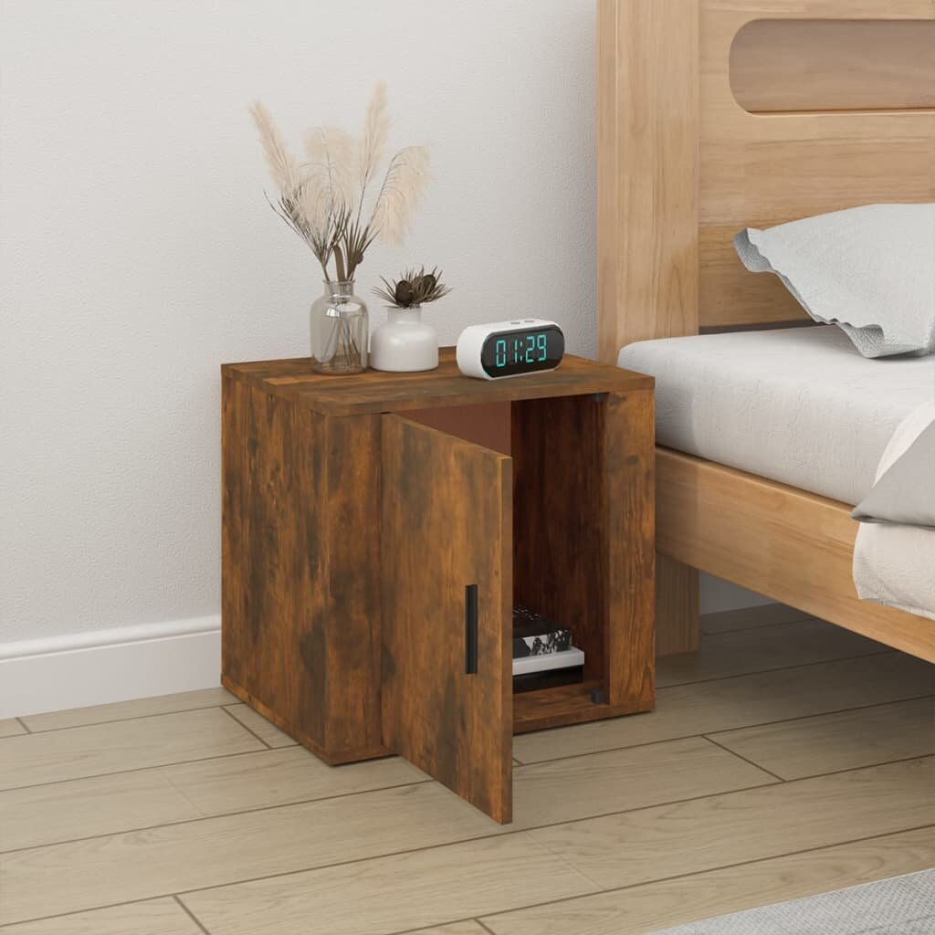 Naktinė spintelė, Apdirbta mediena, 50x39x47cm, dūminio ąžuolo spalva kaina ir informacija | Spintelės prie lovos | pigu.lt