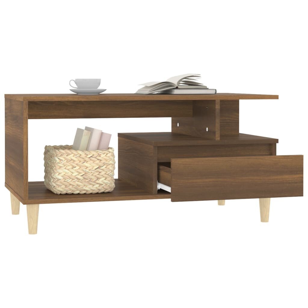 Kavos staliukas, Apdirbta mediena, 90x49x45cm, ruda ąžuolo spalva kaina ir informacija | Kavos staliukai | pigu.lt