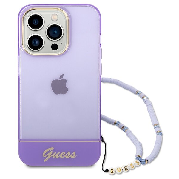 Case Guess Sequin Script Metal do iPhone 15 Pro Max - fioletowy