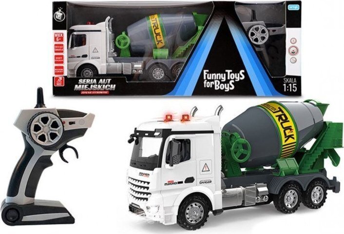 Nuotoliniu būdu valdomas žaislinis betono maišyklės sunkvežimis Artyk, baltas kaina ir informacija | Žaislai berniukams | pigu.lt