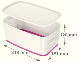 Ящик для хранения Leitz MyBox WOW Маленький Фуксия С крышкой Белый ABS (31,8 x 12,8 x 19,1 cm) цена и информация | Тумба с ящиками Versa | pigu.lt