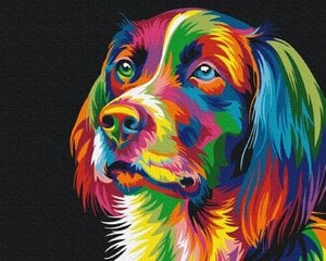 Картина по номерам - Собака в цветах цена и информация | Набор для рисования по номерам | pigu.lt
