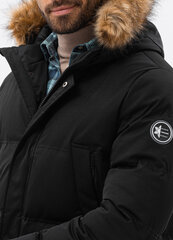 Мужская зимняя куртка-парка Ombre, C554, черная цена и информация | Мужские куртки | pigu.lt