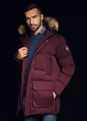 Мужская зимняя куртка-парка Ombre, C554, темно-бордовая цена и информация | Мужские куртки | pigu.lt