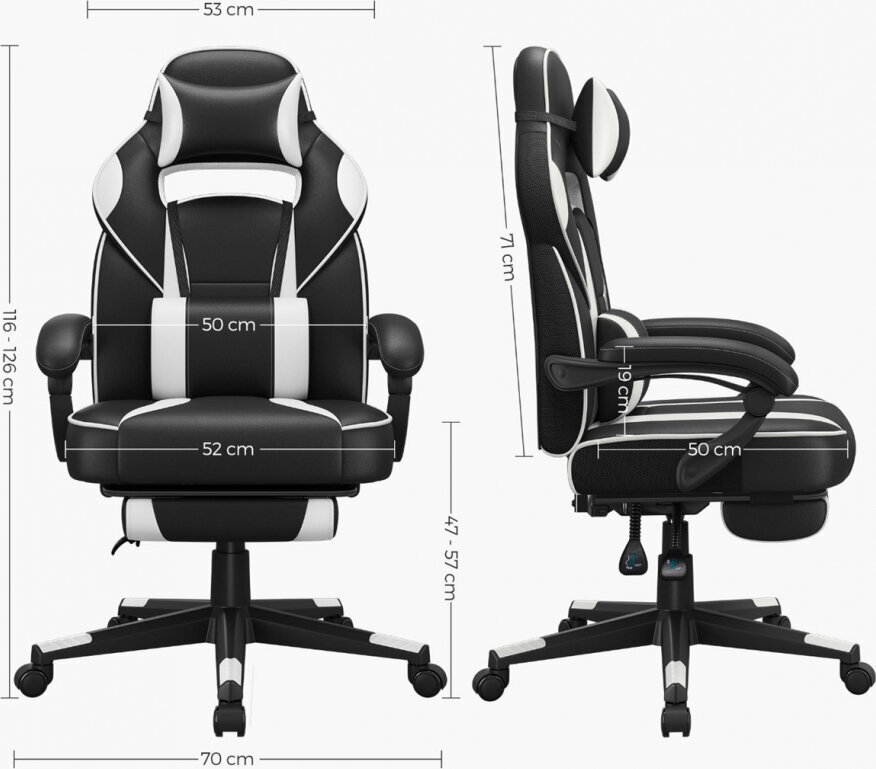 Biuro kėdė Songmics Ergo, juoda/balta kaina ir informacija | Biuro kėdės | pigu.lt