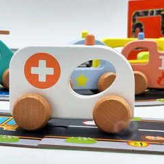 Деревянная машина скорой помощи, игрушка Tooky Toy цена и информация | Игрушки для малышей | pigu.lt