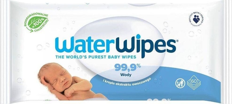 Kūdikių drėgnos servetėlės WaterWipes, 60 vnt. kaina ir informacija | Drėgnos servetėlės, paklotai | pigu.lt