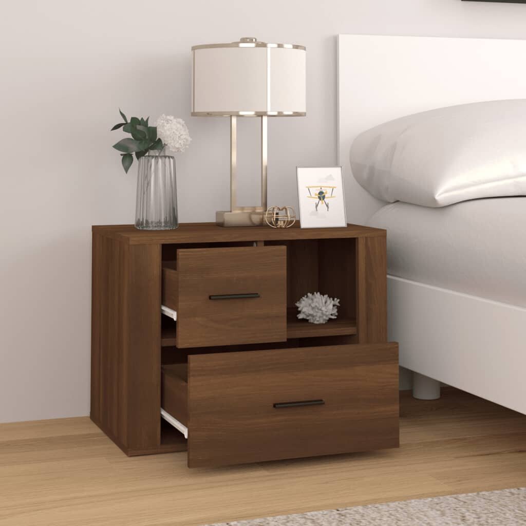 Naktinė spintelė, Apdirbta mediena, 60x36x45cm, ruda ąžuolo spalva цена и информация | Spintelės prie lovos | pigu.lt