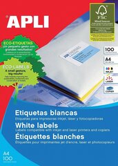 Этикетки для принтера Apli 99,1 x 57 мм, 100 листов, A4 цена и информация | Kanceliarinės prekės | pigu.lt