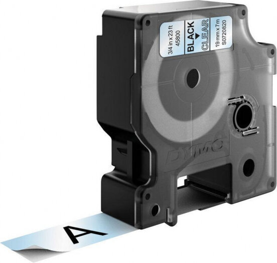 Laminuota juosta etikečių klijavimo aparatams Dymo D1 45800 LabelManager™ Juoda Skaidrus 19 mm (5 vnt.) kaina ir informacija | Spausdintuvų priedai | pigu.lt