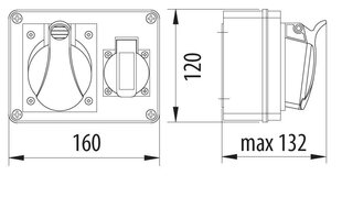 Распределительное устройство R-BOX 150 1x230V 1x16A/5P - B.1091 цена и информация | Выключатели, розетки | pigu.lt