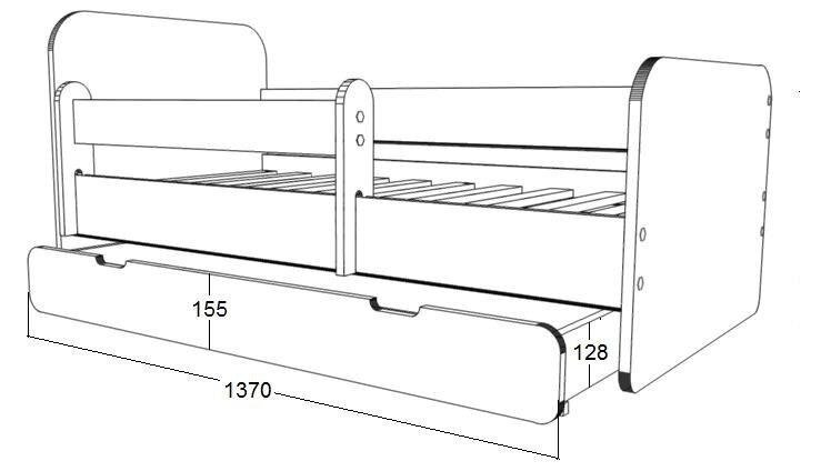 Lova su čiužiniu ir patalynės dėže Ami 57, 140x70 cm kaina ir informacija | Vaikiškos lovos | pigu.lt