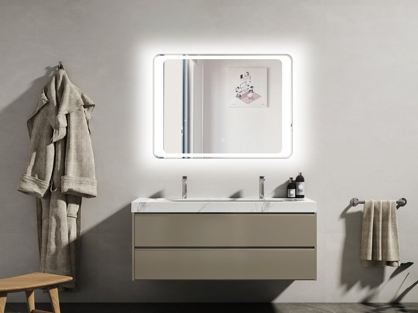 Veidrodis LED Vento Bari 60X80 kaina ir informacija | Vonios veidrodžiai | pigu.lt