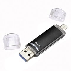USB laikmena Hama Laeta Twin, USB 2.0 Micro-B plug OTG / USB 3.0 A-Male​​​​​​​, 32 GB, 40 MB / s, juoda kaina ir informacija | USB laikmenos | pigu.lt