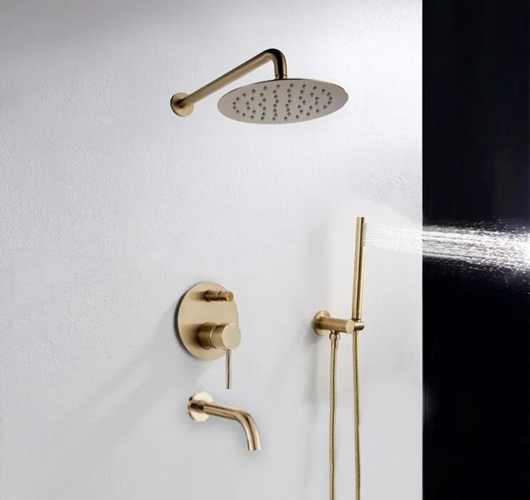 Potinkinis vonios-dušo komplektas REA Lungo, Gold, + Box kaina ir informacija | Dušo komplektai ir panelės | pigu.lt