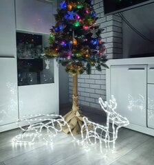 LED kalėdinė figūrėlė Šiaurės elnias su krepšeliu 128cm, E 00017222 kaina ir informacija | Kalėdinės dekoracijos | pigu.lt