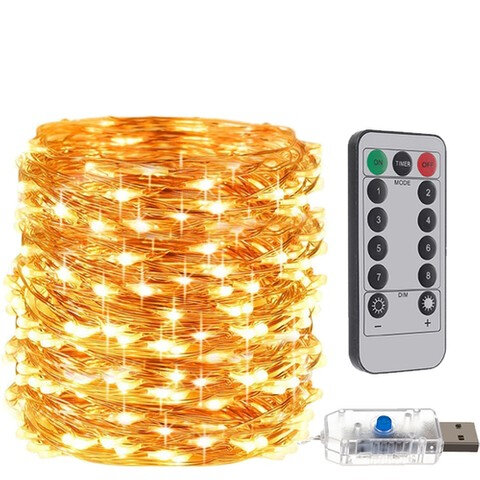 LED kalėdinė vidaus apšvietimo lemputė - ilgis - 30 m+5 m, USB, nuotolinio valdymo pultas, spalva - šiltai balta, E 00017241 kaina ir informacija | Girliandos | pigu.lt