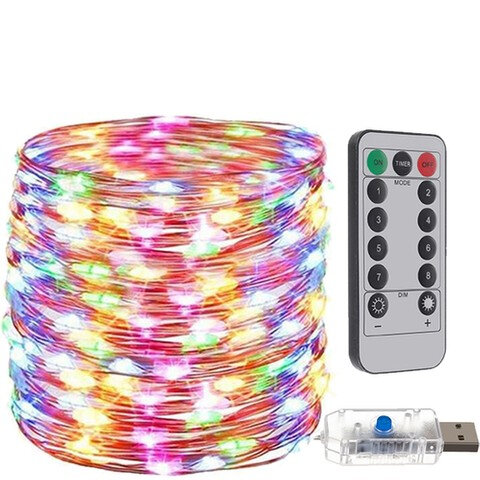 Kalėdinė LED virvelė - ilgis - 30 m+5 m, USB, nuotolinio valdymo pultas, 300 šviesos diodų, spalva - įvairiaspalvė, E 00017243 kaina ir informacija | Girliandos | pigu.lt