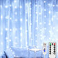 LED kalėdinė užuolaida, ilgis 3x3 m, nuotolinio valdymo pultas, USB, 220 V adapteris / pakabukas lengvam montavimui, E 663W kaina ir informacija | Girliandos | pigu.lt