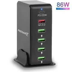 Зарядное устройство для телефона Feegar Tower 86W 6x USB Type C настенное зарядное устройство цена и информация | Зарядные устройства для телефонов | pigu.lt