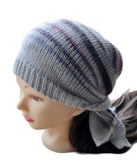 Теплый шарф-косынка-бандана, фиолетовый, серый цена и информация | Женские шапки | pigu.lt
