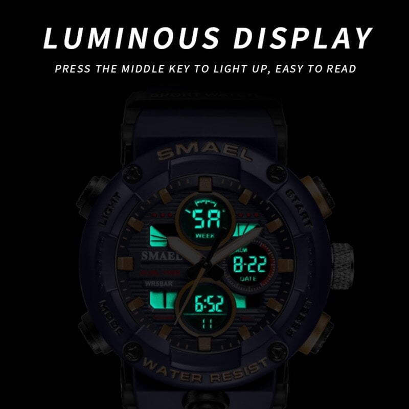 LED Skaitmeninis Prabangus Sportinis Laikrodis - Vandeniui Atsparus kaina ir informacija | Vyriški laikrodžiai | pigu.lt