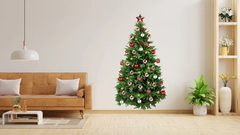 Kalėdų eglutės lipdukas, 130 cm kaina ir informacija | Interjero lipdukai | pigu.lt