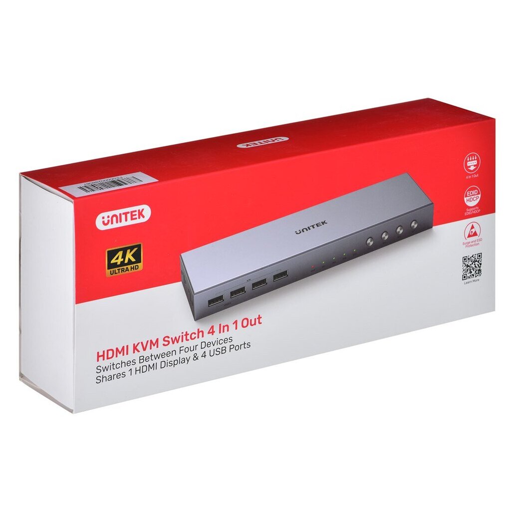 Unitek KVM Switch 4K HDMI 2.0 4IN kaina ir informacija | Komutatoriai (Switch) | pigu.lt