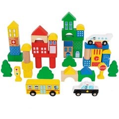 Medinės statybinės kaladėlės Tooky Toy, 50 vnt. kaina ir informacija | Lavinamieji žaislai | pigu.lt